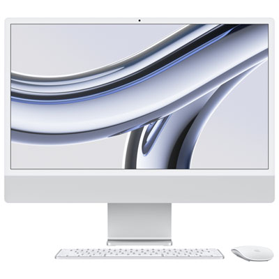 Image of Apple iMac 24   (Fall 2023) - Silver (Apple M3 Chip / 8-Core GPU / 256GB SSD / 8GB RAM) - French