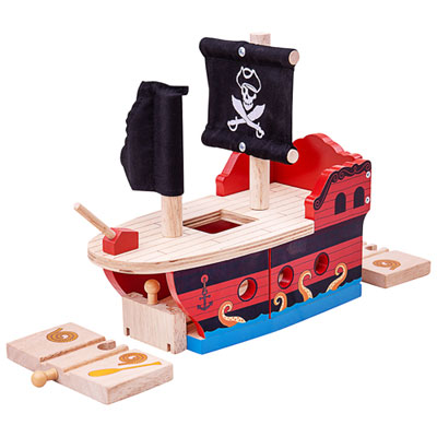 Image of Bigjigs Toys Wooden Rail Pirate Galleon Ship