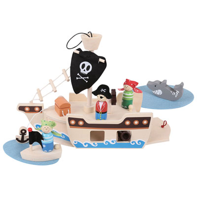 Image of Bigjigs Toys Mini Pirate Ship Playset