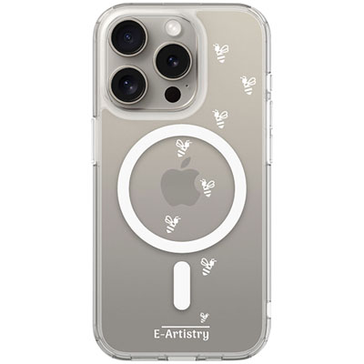 Étui Rigide Ajusté Signature Bee Spiral D'e-Artistry Avec Magsafe Pour Iphone 15 Pro - Transparent/blanc