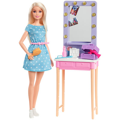 Image of Mattel Barbie Big City, Big Dreams Malibu Doll & Dressing Room Playset