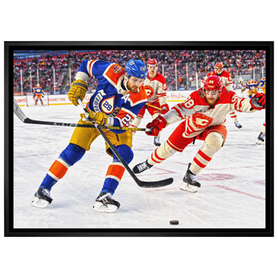 Image of Frameworth Edmonton Oilers: Leon Draisaitl Framed Canvas (22x31  )