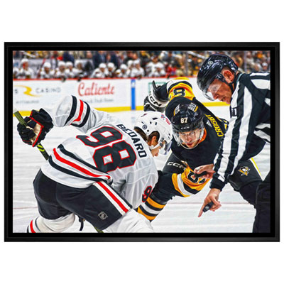 Image of Frameworth Chicago BlackHawks: Connor Bedard vs Crosby Framed Canvas (31x22  )