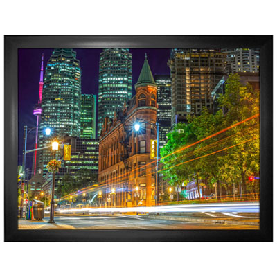 Image of Frameworth Toronto Canada Old City New City Framed Canvas (34x26  )