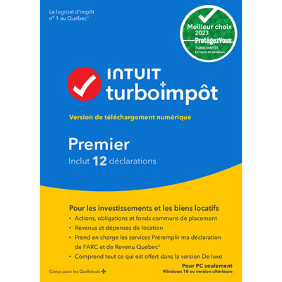 TurboImpôt Premier 2023 (PC) - 3 User - 12 Returns - French - Digital Download