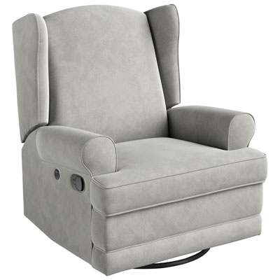 Image of Storkcraft Serenity Wingback Upholstered Reclining Glider with USB Charging Port - Steel