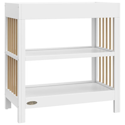 Table À Langer À 2 Tablettes Teddi De Graco Avec Coussin À Langer - Blanc/bois Flotté Love it