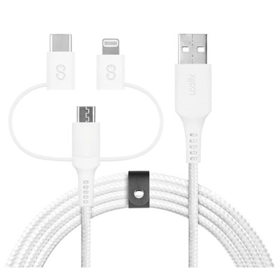 Câble Tissé Usb-A À Usb-C/micro Usb/lightning De 1,5 M (4,92 Pi) De Logiix (Lgx-13335)