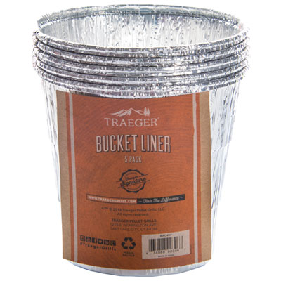 Image of Traeger Disposable Grease Bucket Liners for Pro 22, Pro 575 & Ironwood 650 Grills- Silver - 5 Pack