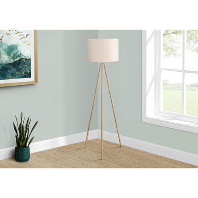 Image of Monarch Contemporary 63   Floor Lamp - Brass Metal/Ivory
