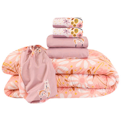 Nemcor 5-Piece Reversible Bed Set - Double - Llama (Pink & Purple)