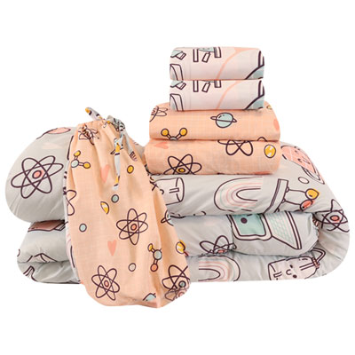 Nemcor 5-Piece Reversible Bed Set - Double - Science (Pink & Blue)