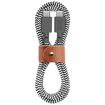 Native Union 1.2m (3.9 ft.) USB-C to USB-C Cable (BELT-C-ZEB-2-NP) - Zebra Charging cable