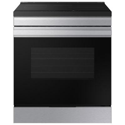 Samsung BESPOKE 30" 6.3 Cu. Ft. Fan Convection Induction Slide-In Electric Range (NSI6DG9300SRAC) - Stainless Steel Its sleek, modern design can be customized to match any kitchen décor