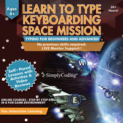 SimplyCoding Learn to Type Keyboarding Space Mission - Ages 8+ - Digital Download