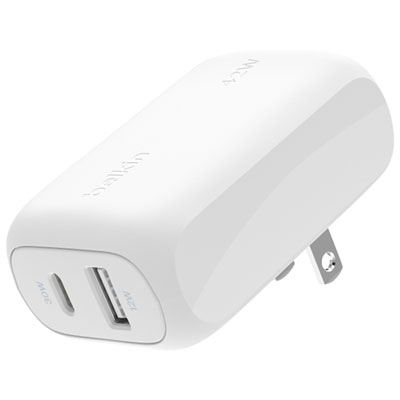 Belkin Dual Port 42W USB-A / USB-C Wall Charger - White High quality wall charger for traveling