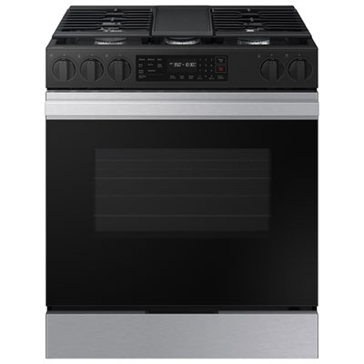 Samsung BESPOKE 30" 6 Cu. Ft. Fan Convection 5-Burner Slide-In Gas Range (NSG6DG8300SRAA) - Matte Black Stainless Steel Fantastic and modern oven to upgrade our kitchen!