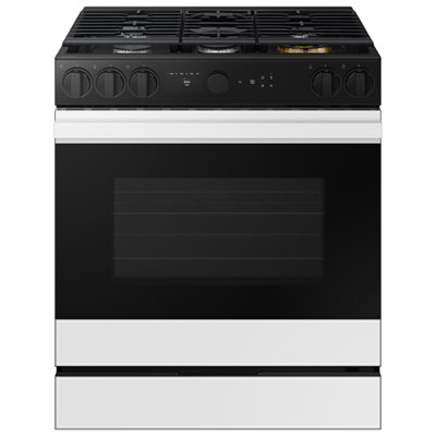 Samsung BESPOKE 30" 6.0 Cu. Ft. True Convection 5-Burner Slide-In Gas Range (NSG6DB870012AA) - White Glass I absolutely love my new Samsung stove from Best Buy!