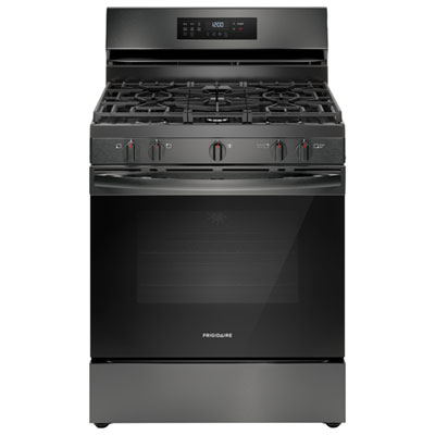 Frigidaire 30" 5.1 Cu. Ft. Fan Convection 5-Burner Gas Air Fry Range (FCRG3083AD) - Black Stainless Gas stove