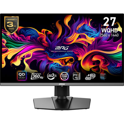 MSI 27" WQHD 360Hz 0.03ms GTG QD-OLED Gaming Monitor (MPG 271QRX QD-OLED) - Black Best QD-OLED Monitor
