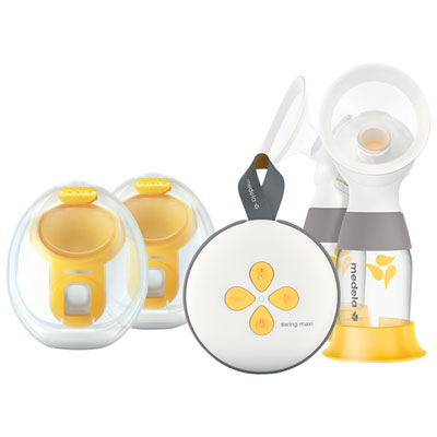 Medela Swing Maxi Hands-free Bundle with PersonalFit Flex Breast Shields and Connectors Love Love Love