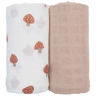 Lulujo Muslin Swaddles - 2 Pack - Mushroom/Sand