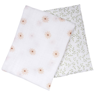 Lulujo Boho Muslin Swaddle - 2 Pack - Daisy/Greenery