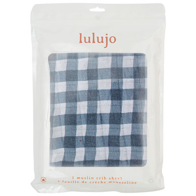 Lulujo Boho Fitted Sheet - Crib - Navy Gingham