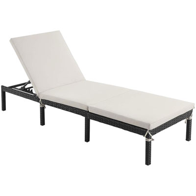 Image of Boutique Home Iron Folding Patio Chaise Lounge - Beige