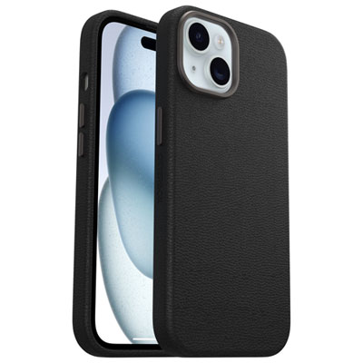 OtterBox Symmetry Cactus Leather Fitted Hard Shell Case for iPhone 15 - Black Nice sturdy phone case