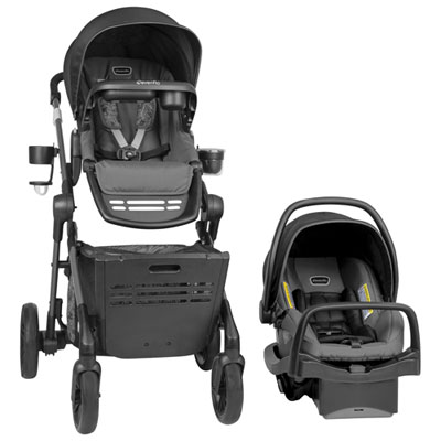 Image of Evenflo Pivot Troop Child & Pet Modular Stroller with LiteMax Infant Car Seat - Rhodesboro Black