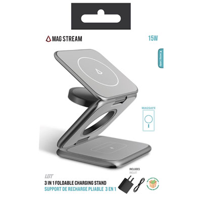 LBT 3-In-1 Foldable Mag Stream Qi 15WWireless Charging Stand - Metallic Best on the market