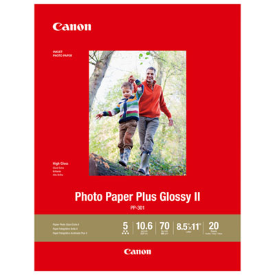 Canon Photo Paper Plus Glossy II 20-Sheet 8.5" x 11" Photo Paper (PP-301) Photo paper