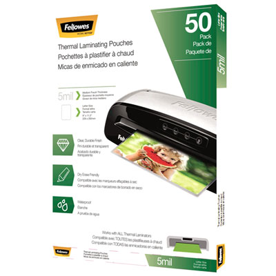 Fellowes 9"x11.5" Thermal Laminating Pouches - 5 mil - 50 Pack