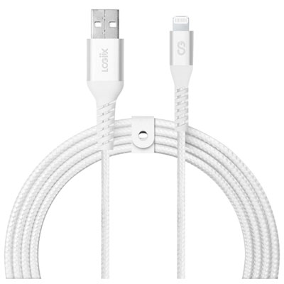 LOGiiX Vibrance 1.2m (3.9 ft.) Braided USB-A to Lightning Cable (LGX-13753) - White