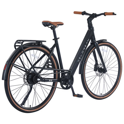 DeLorean DM300 700C Electric Bike (Up to 99.78km Battery Range/ 32km/hr Top Speed) - Black