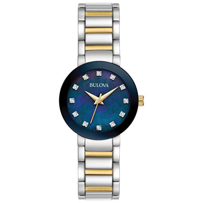 Image of Open Box - Bulova Futuro Quartz Watch 26mm Women's Watch - Two-Tone Case, Bracelet & Blue Dial