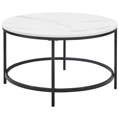 Image of Boutique Home Faux Marble Contemporary Coffee Table - White