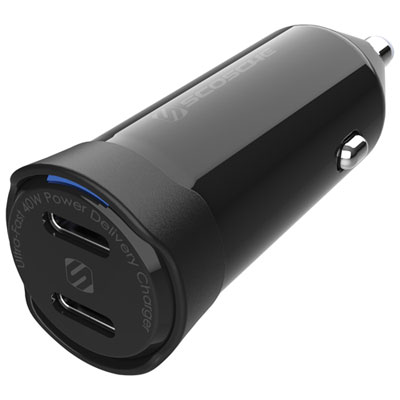 Chargeur Pour L'auto À Deux Ports Usb-C De 40 W Powervolt De Scosche - Noir