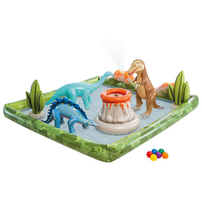 Intex Jurassic Adventure Inflatable Play Centre with Pool, Water Sprayer & Ball Toss Game