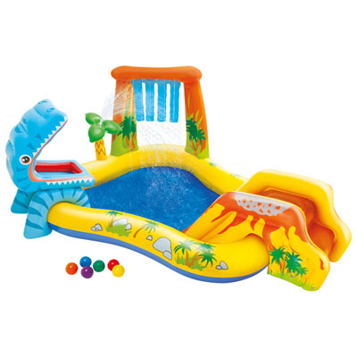 Intex Dinosaur Inflatable Play Centre with Water Sprayer, Slide & Waterfall