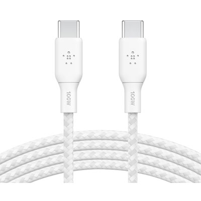 Belkin BoostCharge Braided 2m (6.6 ft.) USB-C to USB-C 100W Cable (CAB014bt2MWH)