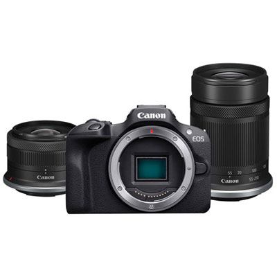 Open Box - Canon EOS R100 Mirrorless Camera with 18-45mm IS STM & 55-210mm Zoom Lens Kit