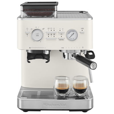 KitchenAid Semi-Automatic Espresso Machine with Coffee Grinder - Porcelain White Knowing how to make espressos