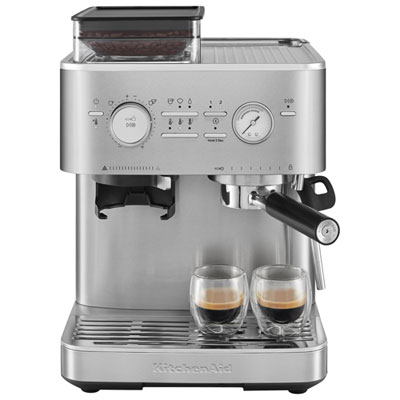 KitchenAid Semi-Automatic Espresso Machine with Coffee Grinder - Stainless Steel Semi Auto Espresso Machine - Good Job KitchenAid