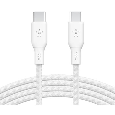 Belkin 3m (10ft) BoostCharge USB-C to USB-C Braided Power Cable (CAB014bt3MWH) - White