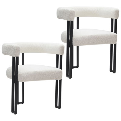 Scarlet Contemporary Fabric Dining Chair - Set of 2 - Ivory