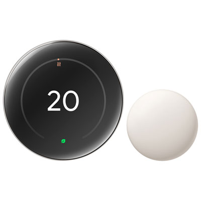 Google Nest Wi-Fi Smart Learning Thermostat (4th Generation) - Polished Silver The Google Nest Learning Thermostat (4th Gen) with Nest Temperature Sensor (2nd Gen) in Polished Obsidian offers a sleek, modern design paired with powerful smart home functionality