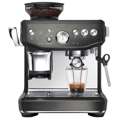 Breville Barista Express Impress Espresso Machine with Frother & Coffee Grinder - Black Stainless Steel