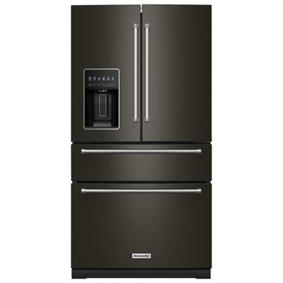 Kitchenaid 36" 26.2 Cu. Ft. French Door Refrigerator with Water & Ice Dispenser (KRMF536RBS) - Black Stainless Steel I am glad I choosed this model